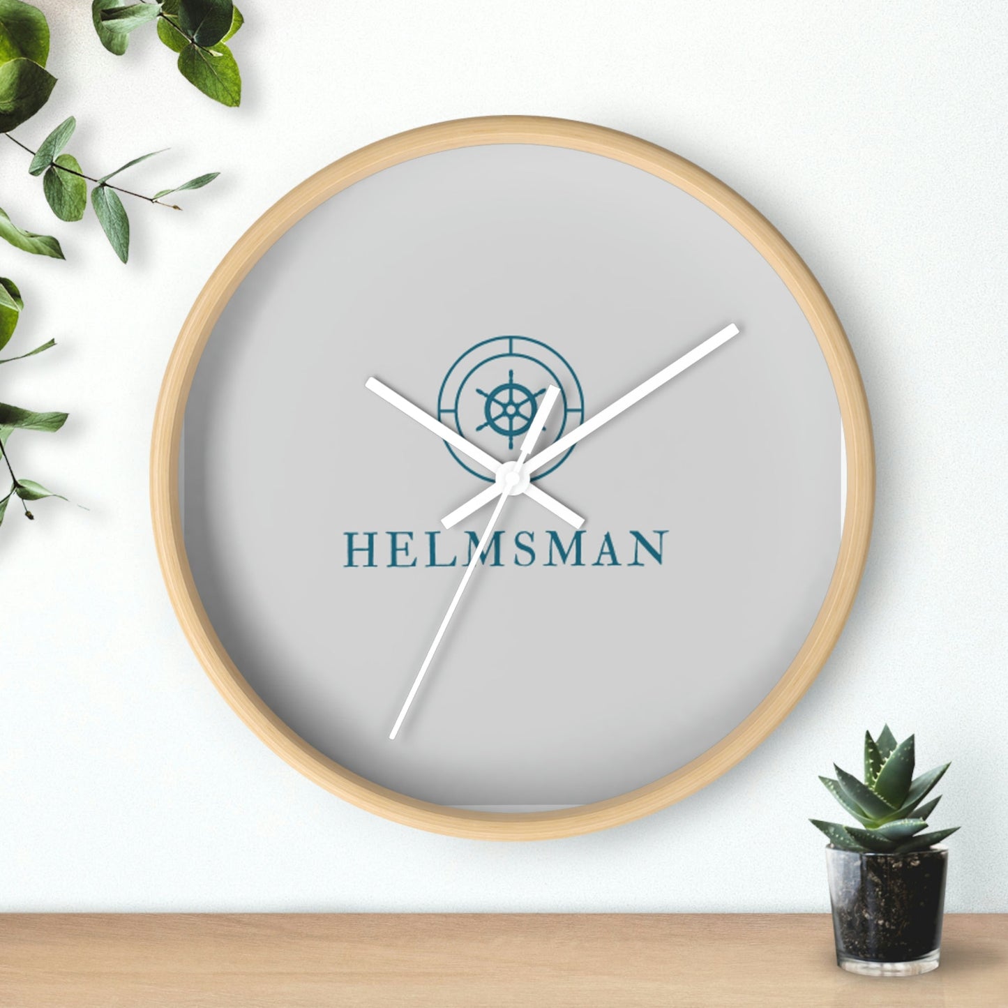 Helmsman Wall Clock - Wooden / Black / 10"